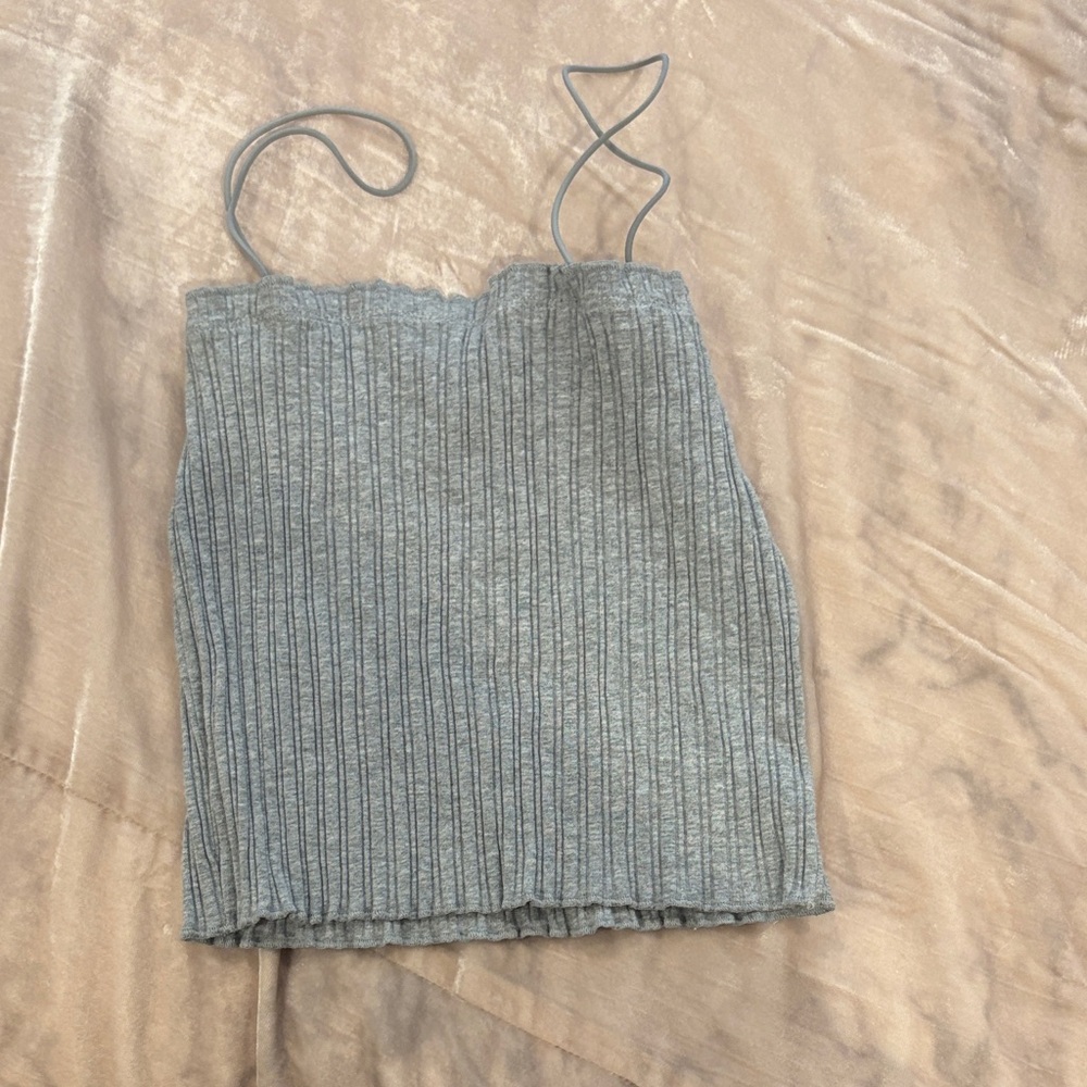 Gray Ribbed Women's Top